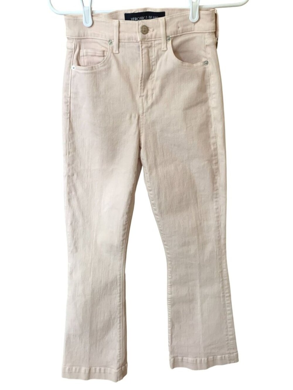 NWT Veronica Beard Carson Ankle Flare Jeans 24 Pink Haze High Rise Deep Hem